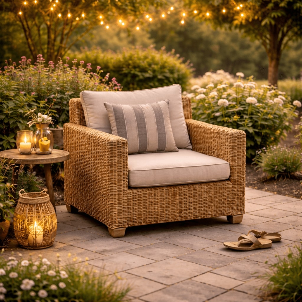 Fauteuil de jardin extérieur confortable et élégant – Jardin d’Orée