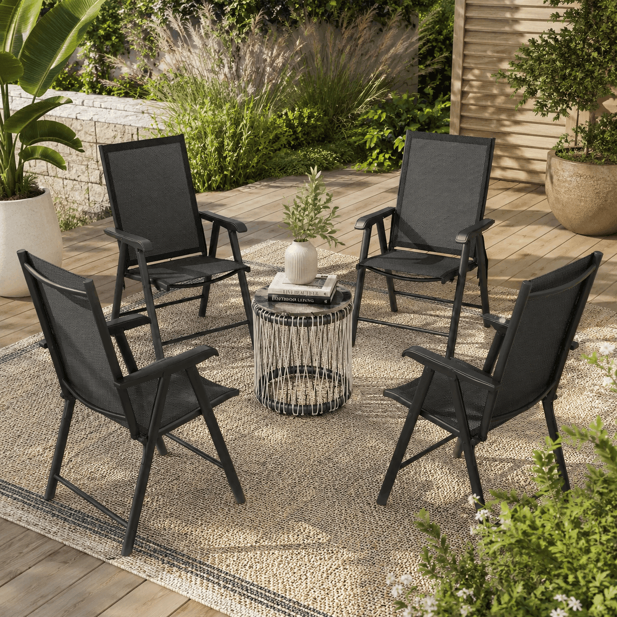 Lot de 4 chaises de jardin pliantes Jardin d'Orée