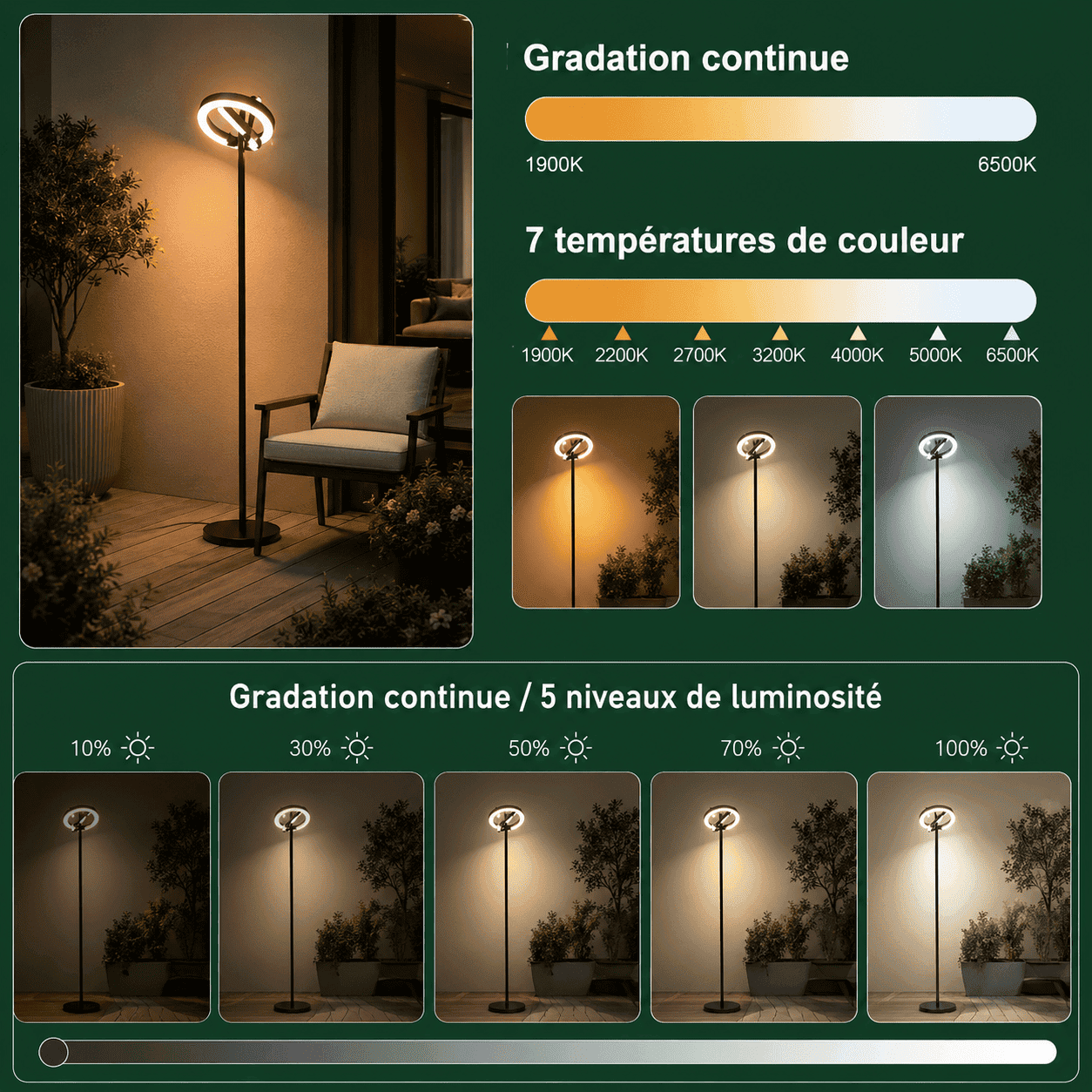Lampadaire extérieur sur pied moderne Jardin d'Orée