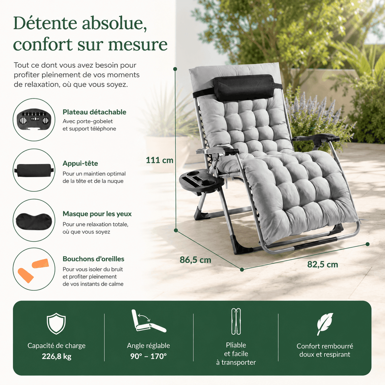 Fauteuil relax de jardin confortable Jardin d'Orée