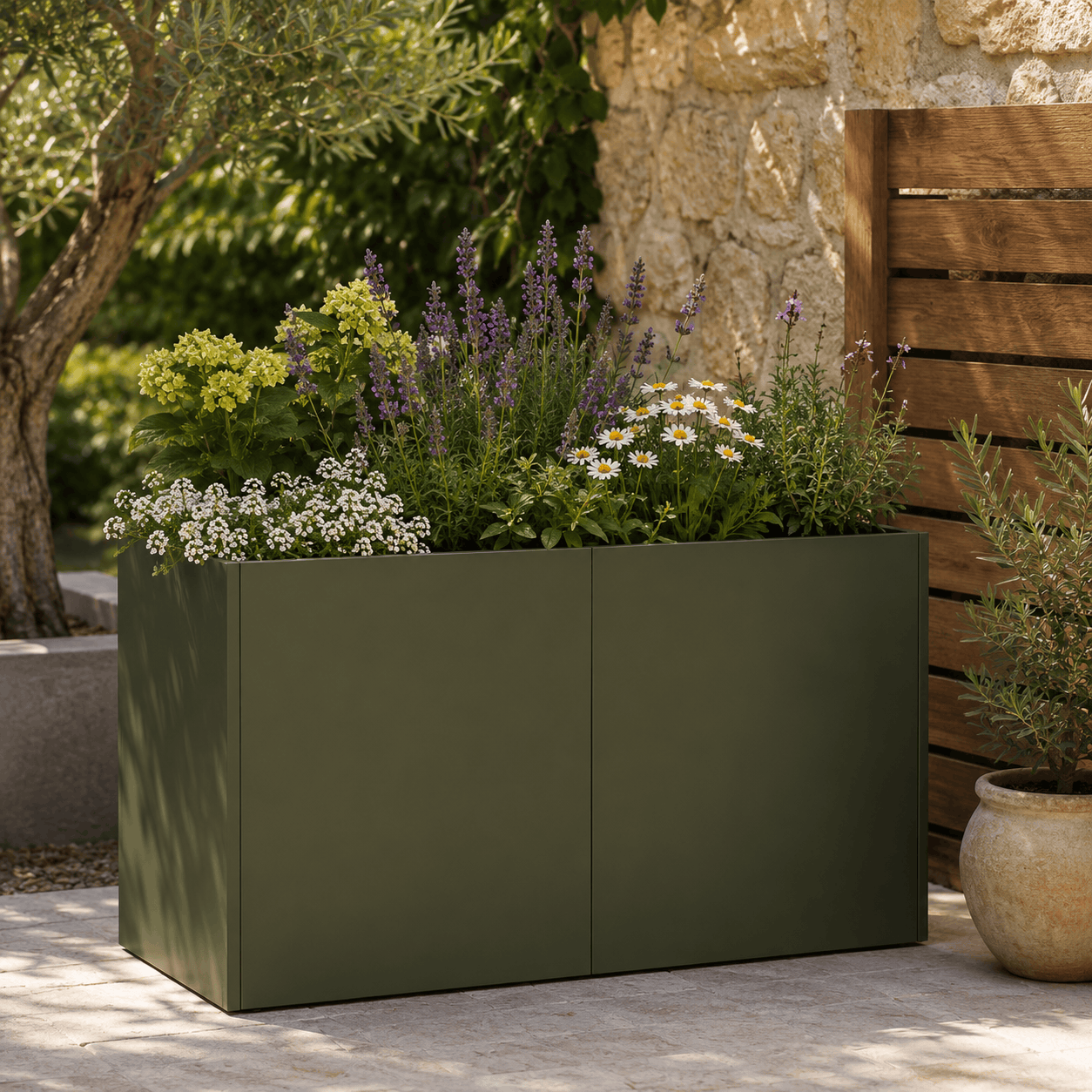 jardinière extérieur verte Jardin d'Orée
