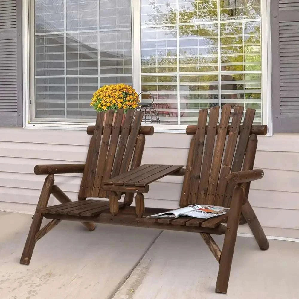 Banc de jardin avec table intégrée