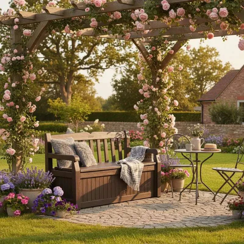 Banc rangement jardin