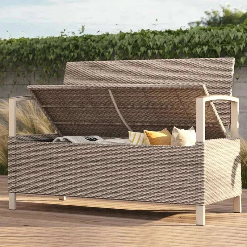 Coffre et banc de rangement exterieur