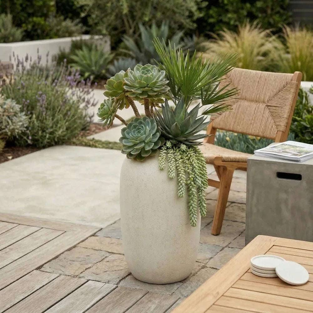Grand pot de fleur blanc extérieur Jardin d'Orée