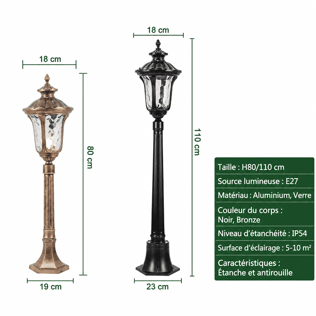 Lampadaire extérieur vintage Jardin d'Orée