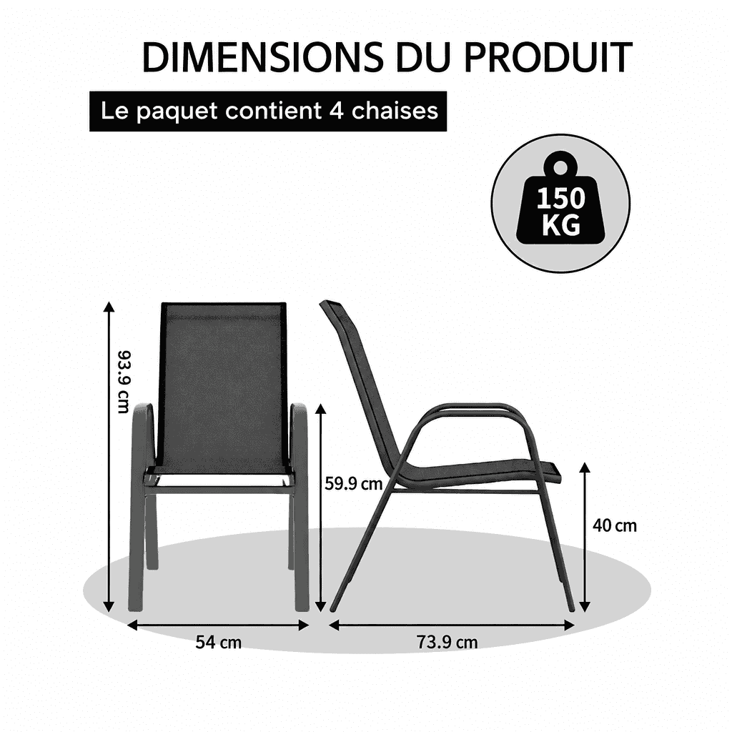 Chaise de jardin lot de 4 Jardin d'Orée