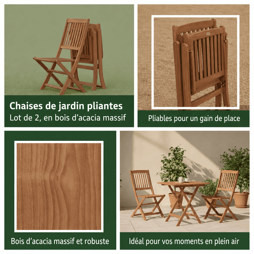 Chaises de jardin acacia Jardin d'Orée