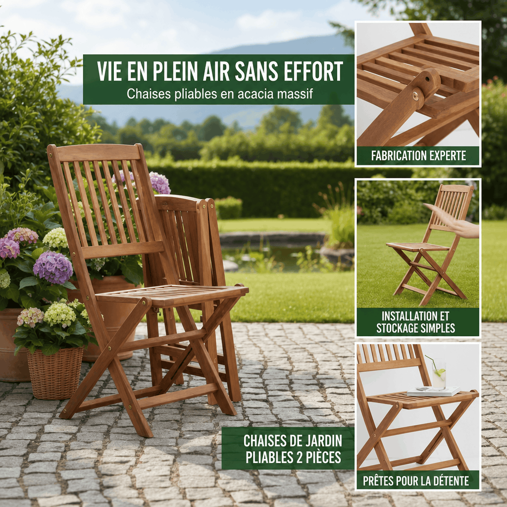 Chaises de jardin acacia Jardin d'Orée