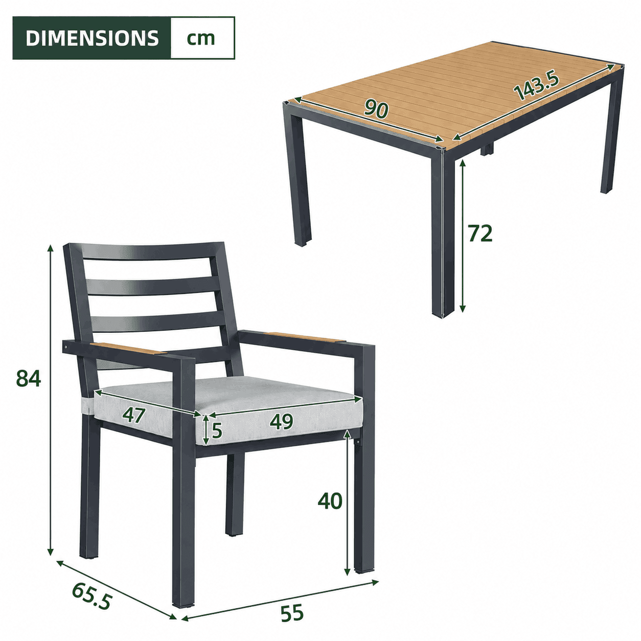 Salon de jardin ensemble table et chaises Jardin d'Orée