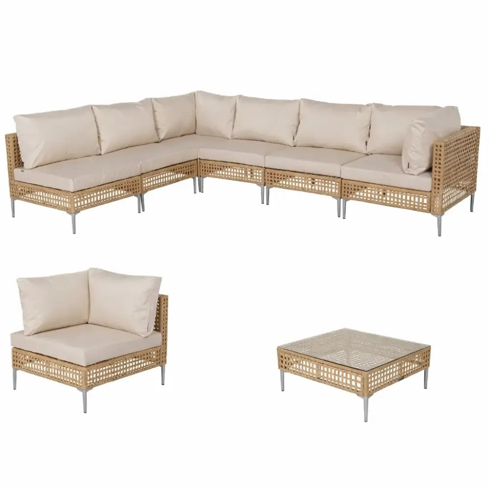 Salon de jardin tressé beige