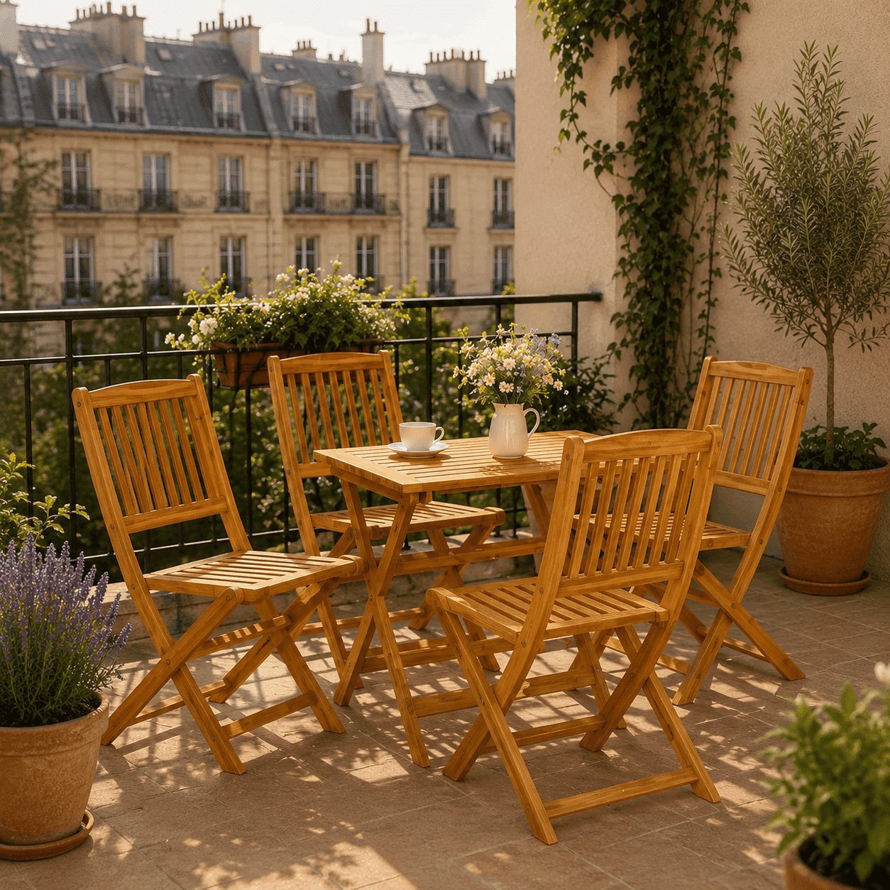 Set de jardin 1 table 4 chaises acacia Jardin d'Orée
