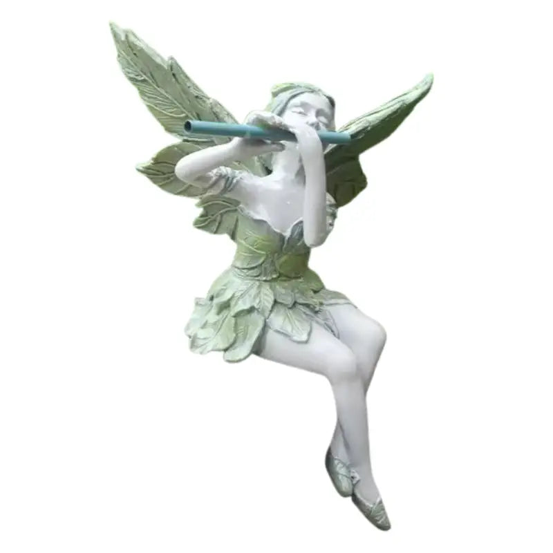 Statue de fée assise en résine pour jardin