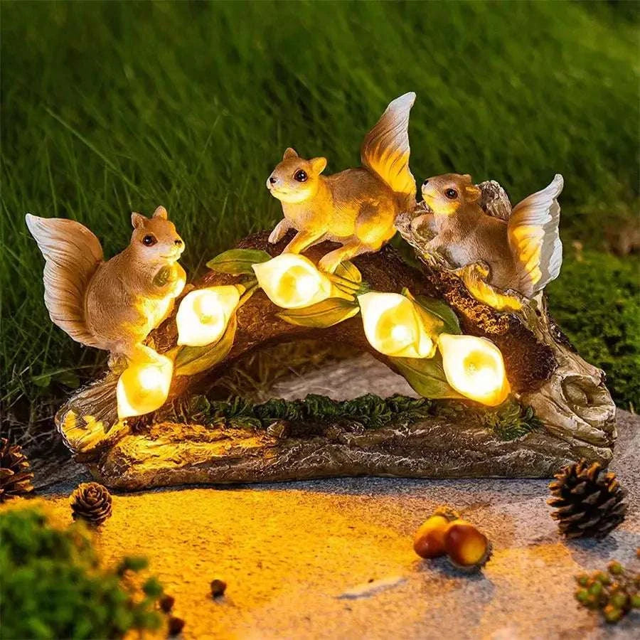 Statue de jardin écureuils led