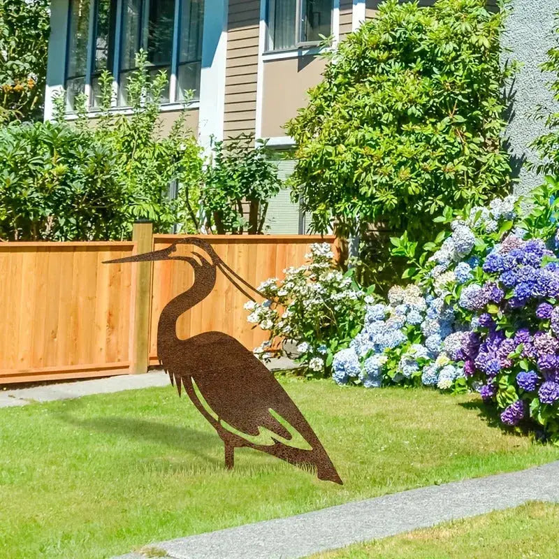Statue de jardin héron métal