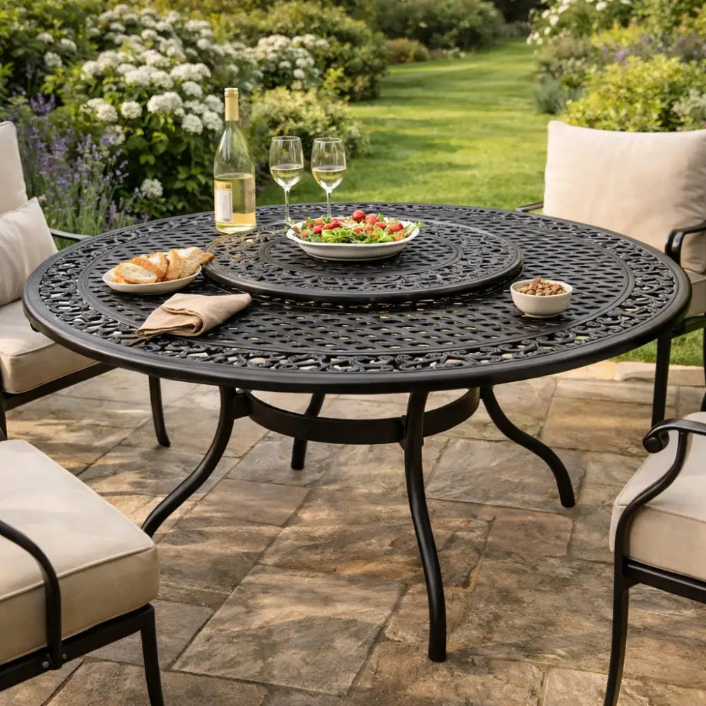 Table de jardin ronde aluminium