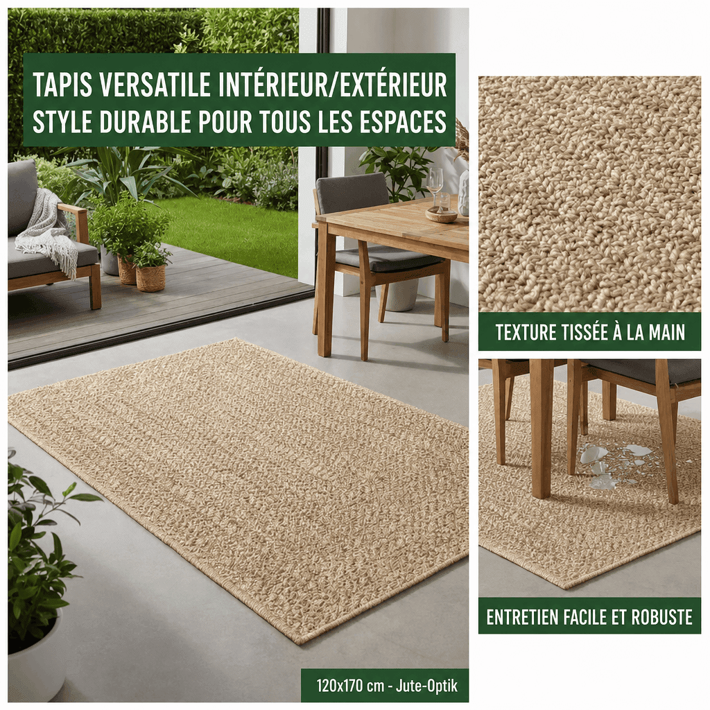 Tapis d'extérieur tressé rectangulaire Jardin d'Orée