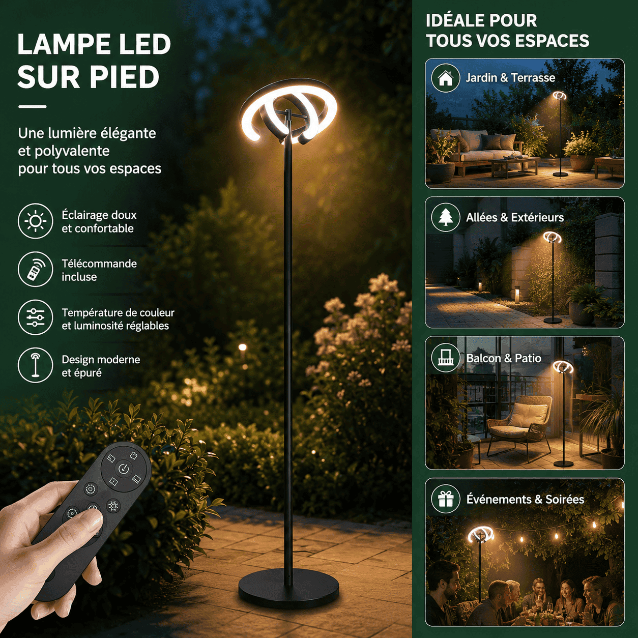 Lampadaire extérieur sur pied moderne Jardin d'Orée 
