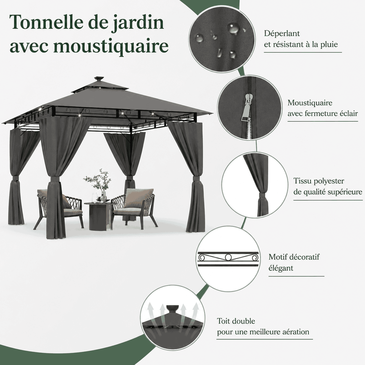 Tonnelle de jardin moustiquaire