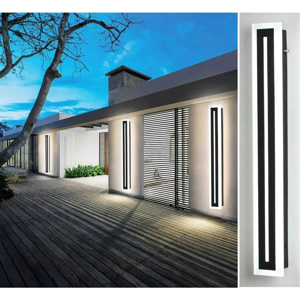Applique murale extérieure moderne en noir et blanc, design minimaliste linéaire