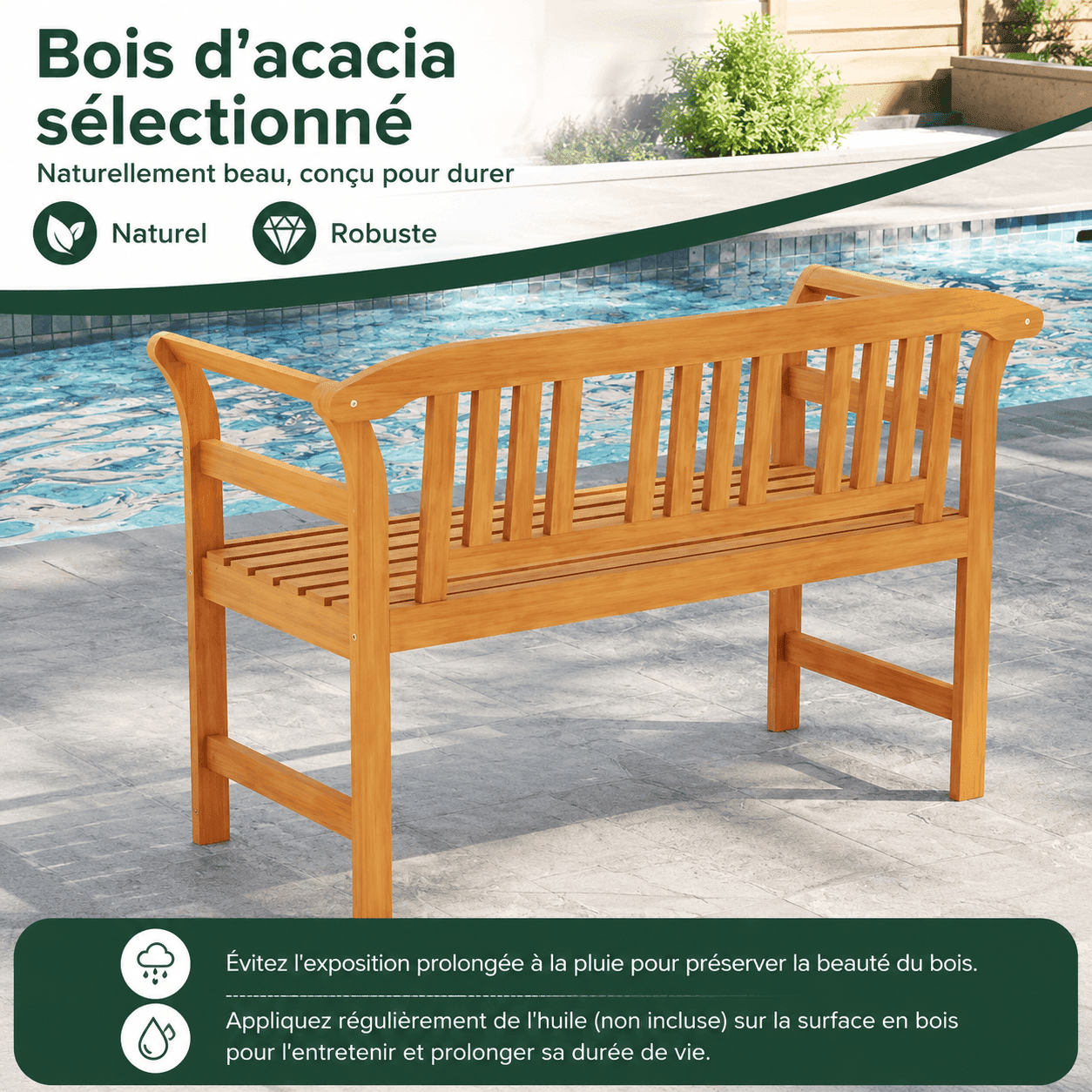 Banc de jardin acacia Jardin d'Orée 
