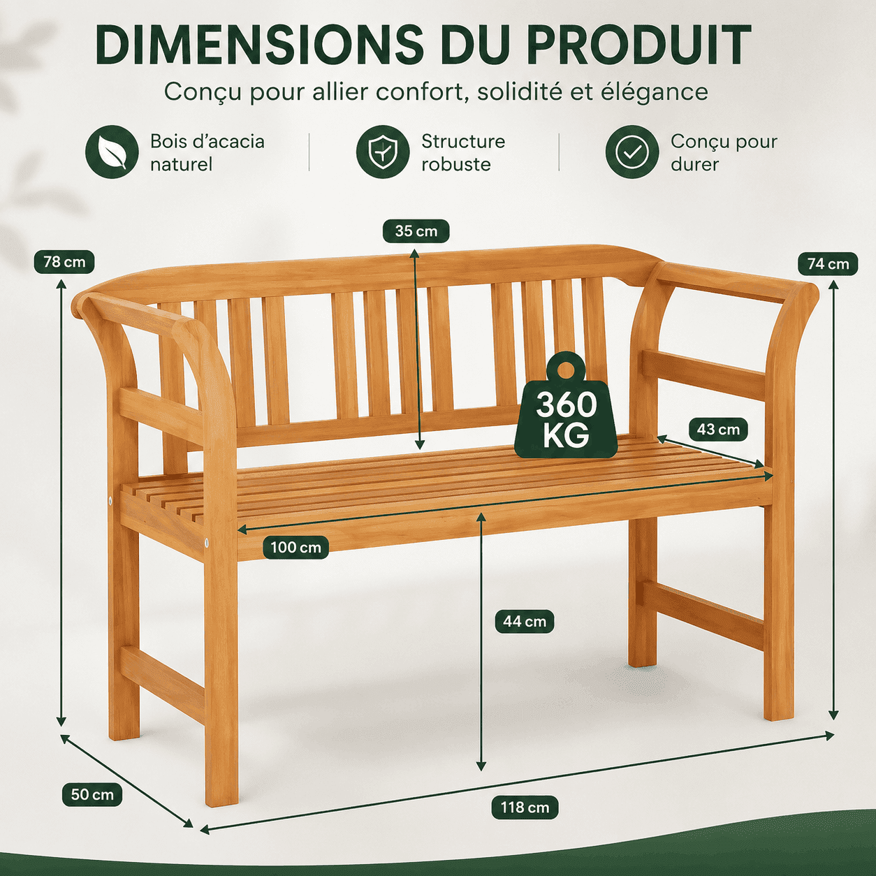 Banc de jardin acacia Jardin d'Orée 