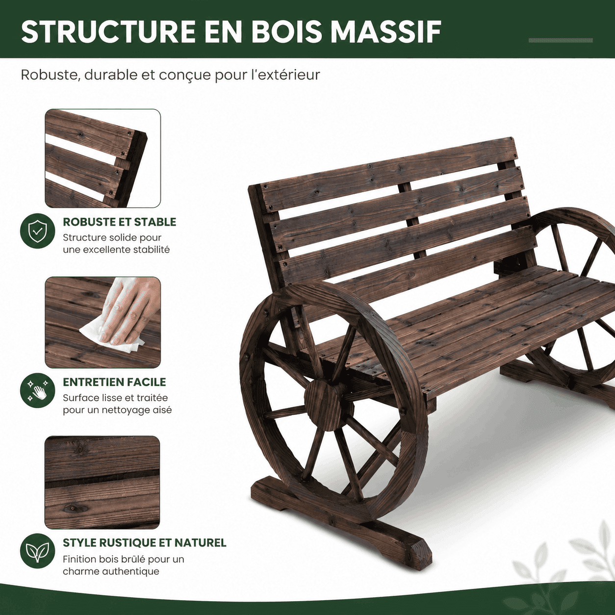 Banc de jardin avec roue Jardin d'Orée 