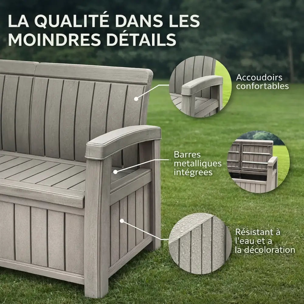 Banc de rangement jardin