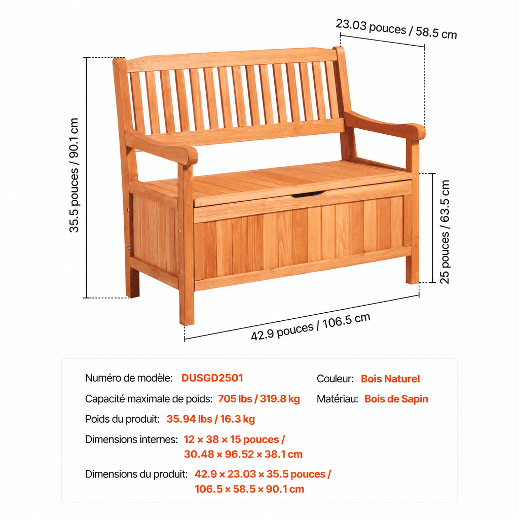 Banc de rangement pour jardin Jardin d'Orée 