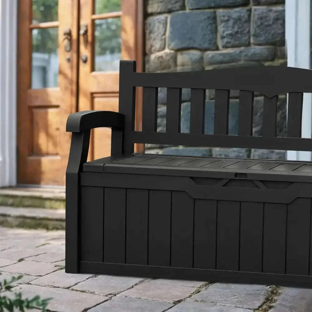 Banc et coffre de rangement exterieur