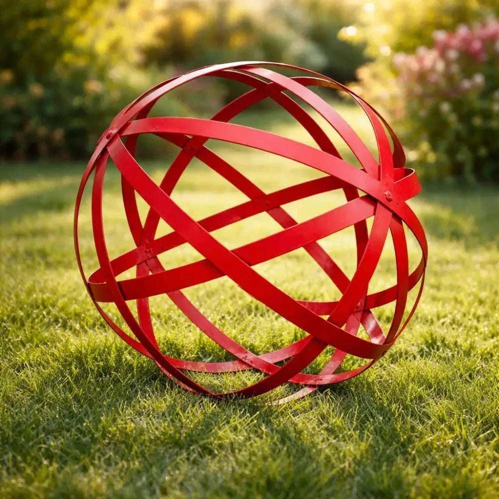 Boule déco jardin rouge Jardin d'Orée 