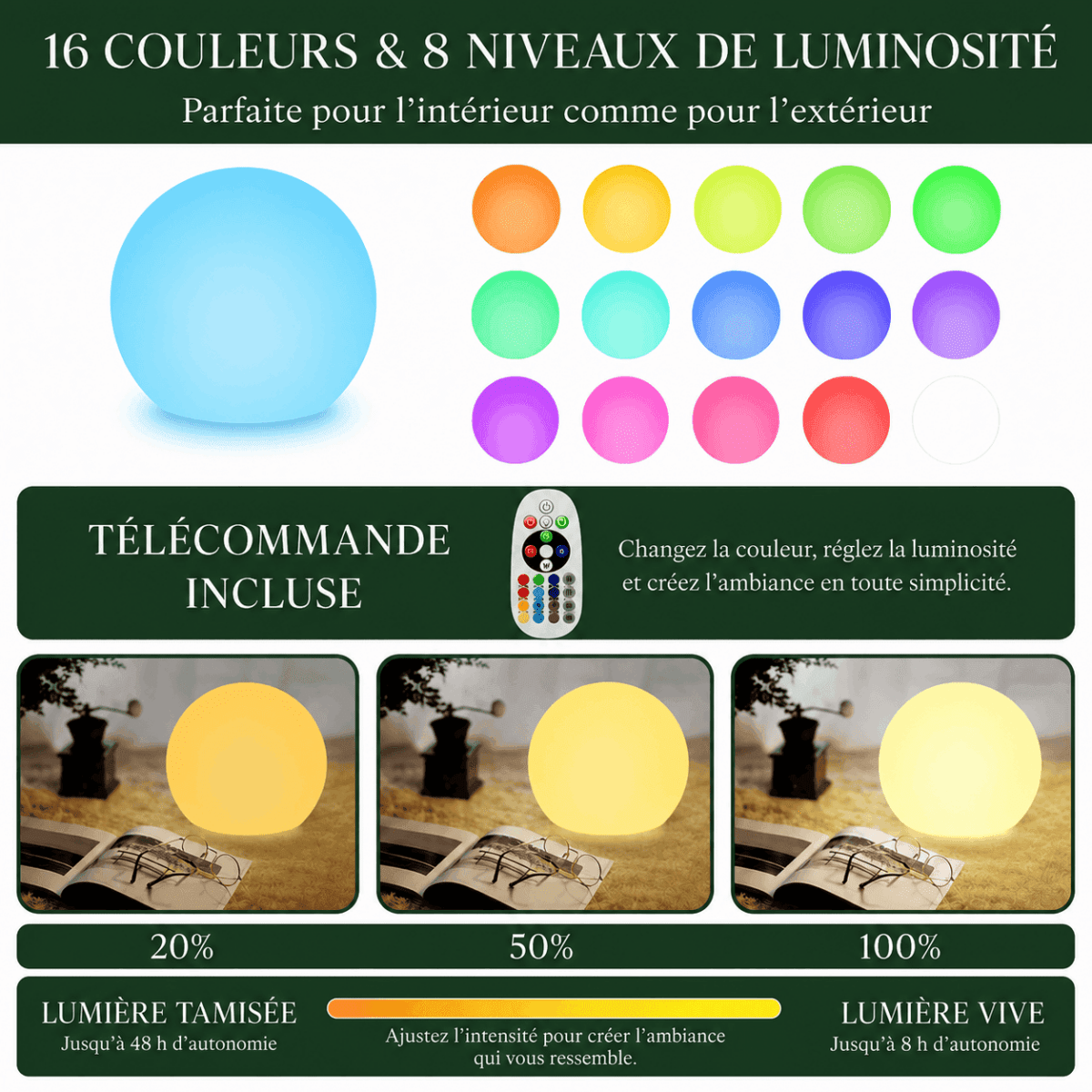 Boule led solaire Jardin d'Orée 