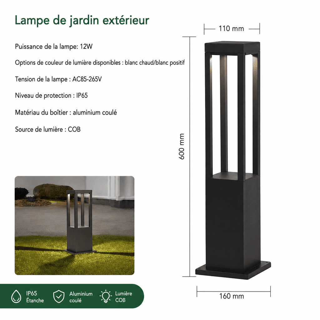 Lampadaire extérieur led design Jardin d'Orée 