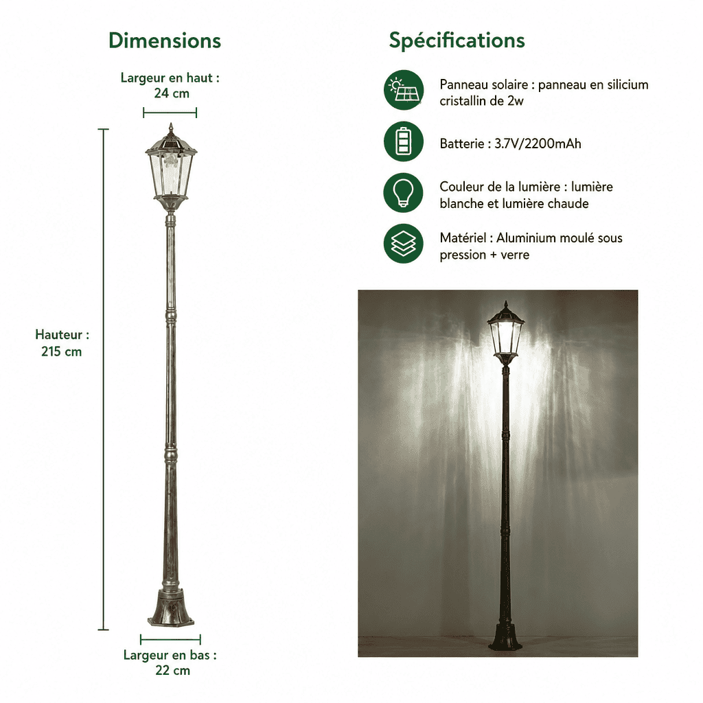 Lampadaire ancien extérieur Jardin d'Orée 