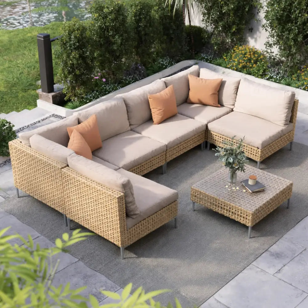 Salon de jardin tressé beige