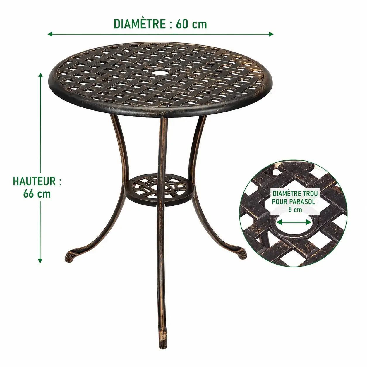 Table de jardin ronde aluminium Jardin d'Orée