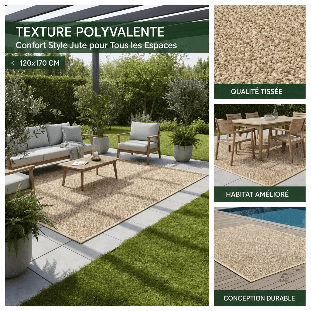 Tapis d'extérieur tressé rectangulaire Jardin d'Orée 