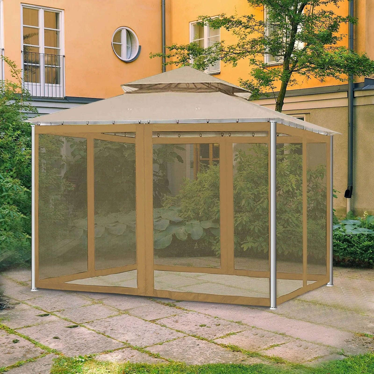 Tonnelle de jardin avec moustiquaire et rideaux Jardin d'Orée 